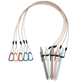 Lewtemi 5 Sets 24 Inch Pen Leash for Clipboard Lanyard Holder Pen Silicone Ring Buckle for Office Supplies(Morandi Color)