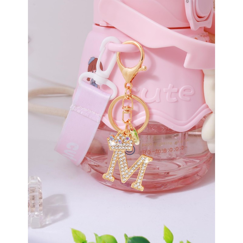 [Looking] Women Keychain Cute Stylish Alphabet Key Ring Pink Initial