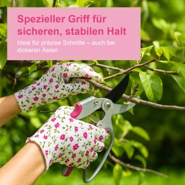 VanFlake Secateurs for Women - Heavy Duty Garden Scissors with Ratchet Mechanism for Effortless Cutting - Includes Blade Grinding Stone and Anti Rust Sponge - Ideal for Thick Branches, Shrubs