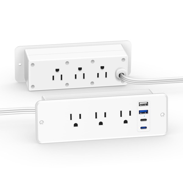 CCCEI 6 Outlets Dual Side Recessed Power Strip with 45W