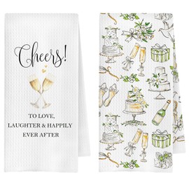 ChenCraty Wedding Engagement Gifts for Couples Newlyweds Kitchen Towels, Bridal Shower Gifts Dish Tea Towel for Kitchen, Just Married Gifts Decorative Hand Towels for Bathroom, 16x24 Inches Set of 2