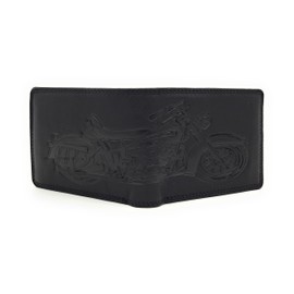 Genuine Leather Biker Wallet with RFID Protection, black, M, Contemporary