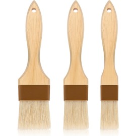 WEZCHUGHAOL 3Pcs Natural Bristle Basting Brushes Boar Bristle Brushes BBQ Brushes,Pastry Basting Brushes BBQ Basting Brush, Kitchen Oil Brushes Baking Cooking Oil Brushes