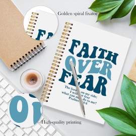 LADOCK Christian Faith Over Fear Notebook, Religious Bible Verse Journal, Christian Gifts for Women Spiral Notebook, Prayer Scripture Journal, Faith Based Gifts, 5.5x8.3