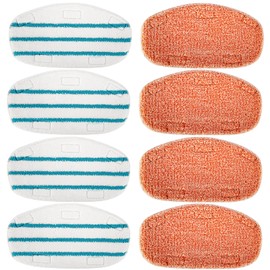 MXZONE 8 Pack Steam Mop Replacement Pads Compatible with PurSteam Steam Mop Cleaner 10-in-1, 4 Upgraded Ultra Cleaning Pads + 4 Microfiber Steamer Washable Reusable Pads Replacement