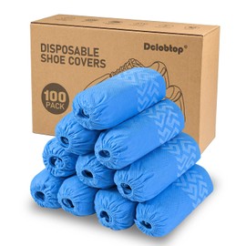 Recycable Shoe Covers Disposable Non-Slip for Indoors - 100Pack(50 Pairs) Thick Breathable Cloth Boot Covers, Large size Protector Covers Fits Up To 10 US Men and 11 US Women Size,Blue