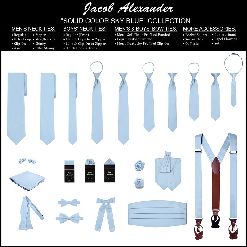 Jacob Alexander Solid Color Men's Regular Tie - Baby Blue