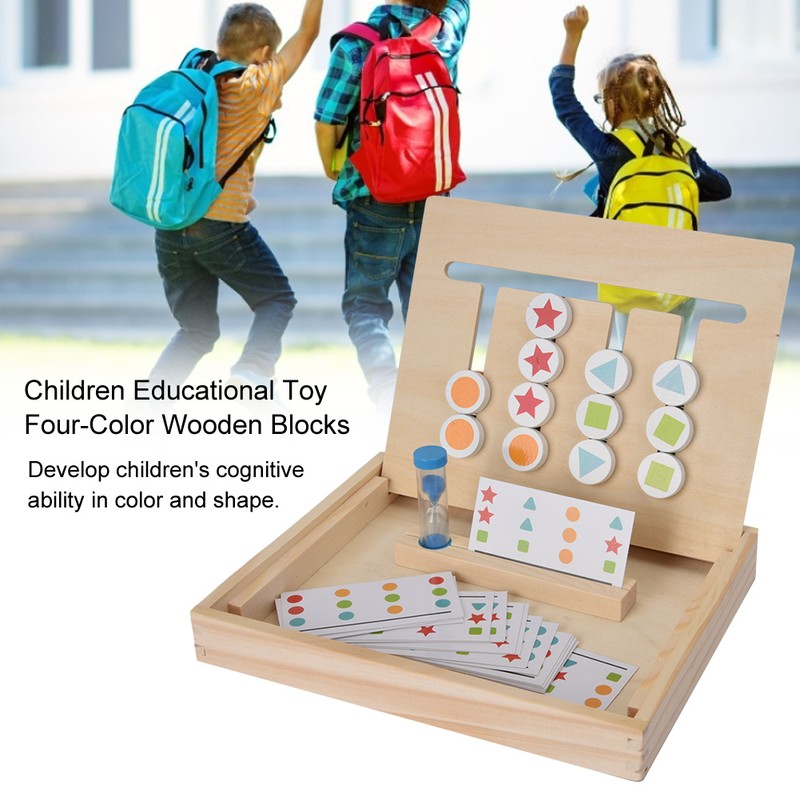 Children Educational Toy Four Color Wooden Blocks Logical Thinking Training