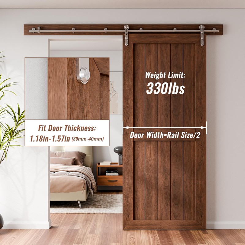 TOIMIOTOIM 12FT Stainless Steel Sliding Barn Door Hardware Kit, Slide