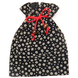 Matsumi Kogei 4589513684168 Japanese Drawstring Bag, Made in Japan, Inden Kozakura, Black, 8.5 x 10.8 x 0.4 inches (21.5 x 27.5 x 1 cm)