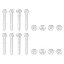 sourcing map 8Set Clear Acrylic Screws Kit, M4 x 25mm Round Head Phillips Bolts with Hex Nuts, Bolts and Nuts Kit for Machine Accessories Electronic Equipment DIY Crafts