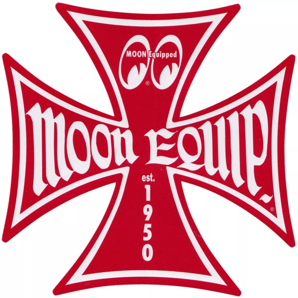 Mooneyes Maltese Iron Cross Sticker - Large - Red