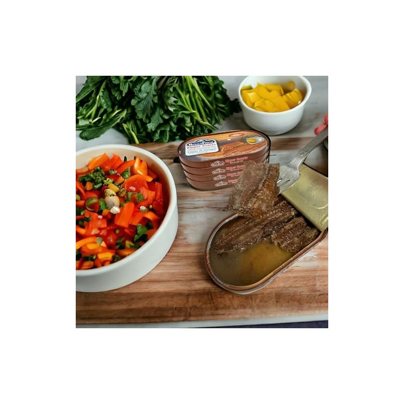 Rugen Fisch Kipper Snacks, Smoked Herring Fillets, 3.54 oz Cans