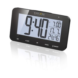 Explore Scientific Wireless Table Clock with Display RDC1004 Alarm and Snooze Black