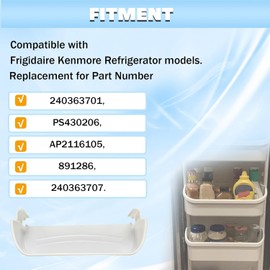 HECASA 240363701 PS430206 AP2116105 Refrigerator Door Bin Shelf Compatible with Frigidaire Kenmore Refrigerator 891286 240363707 Replacement only White Lower Bin 2PCS