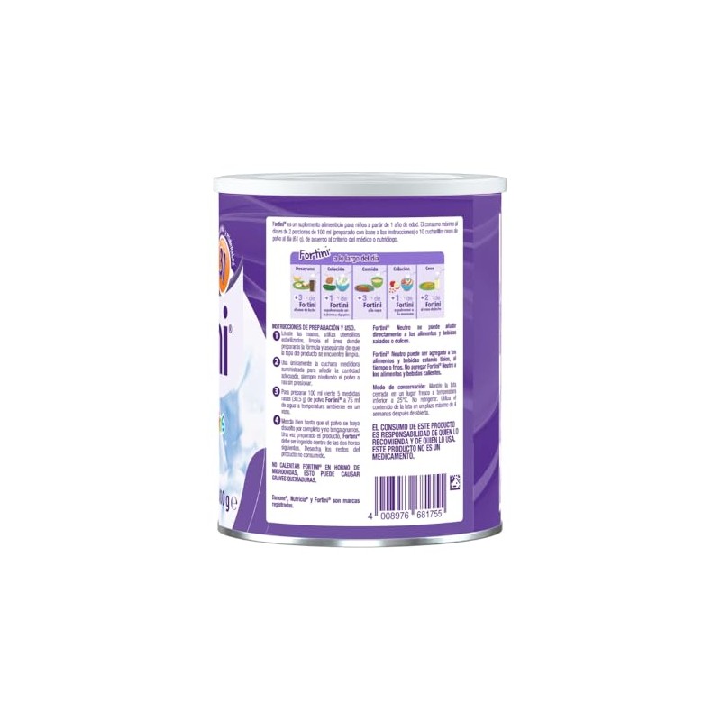 Fortini Manejo Dietético Neutro Niños, 1-10 Años, 400 g, Purple