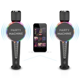 Singing Machine SMM548C Party Machine Duet Microphones with Bluetooth, Voice Changers, LED Lights