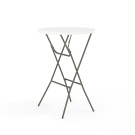 Flash Furniture Elon 32' Round Folding Bar Height Table for Parties and Commercial Events, Indoor/Outdoor Plastic Tall Round Table, White