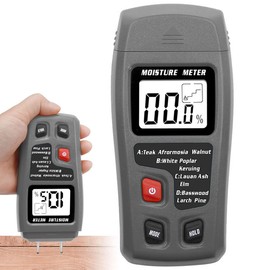 Wood Moisture Meter, Digital Moisture Detector, Portable Hygrometer, 9V Digital Moisture Detector with 4 Modes Handheld Water Leak Detector LCD Display (black)