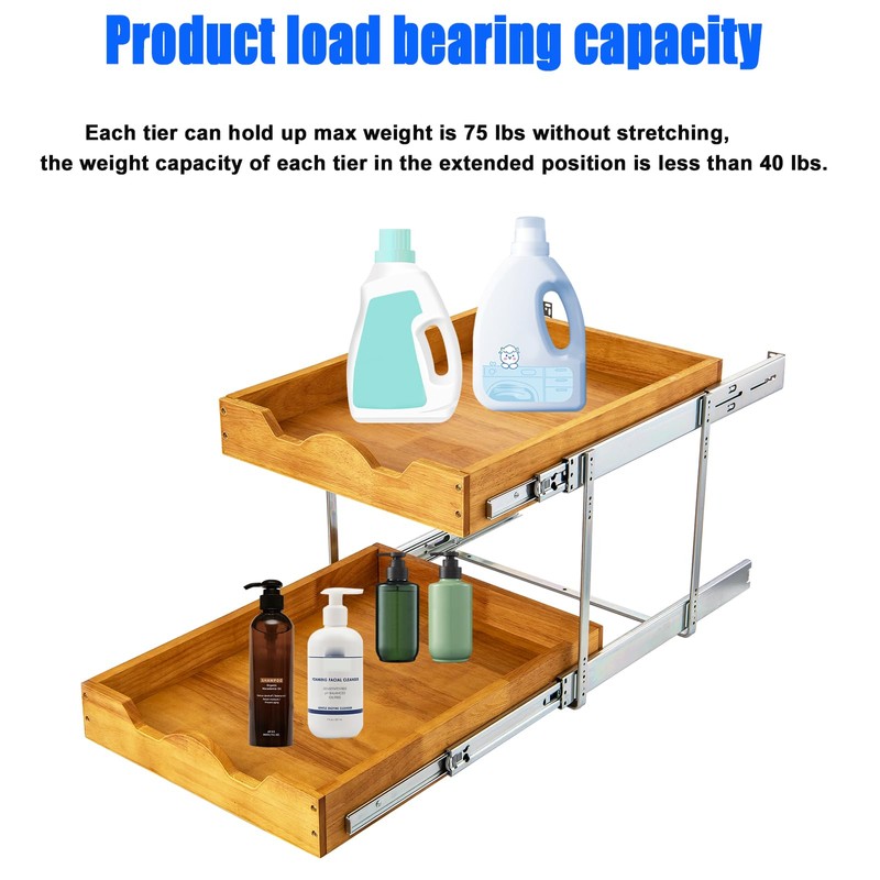 DINDON 2 Tier Pull Out Cabinet Organizer (14" W x