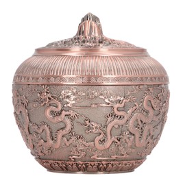 Tea Canister Vintage Alloy Tea Bag Canister Decorative Loose Tea Storage Container Multipurpose Tea Jar for Kitchen Cabinet Small Size Red Copper