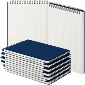 Engrowtic Graph Paper Spiral Notepad A5 Top Wirebound Notepad Grid Notebook Steno Pads Memo Notepads Grid Paper 140 Pages for Writing Sketching Drawing Office Supplies(Blue,6 Pack)
