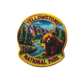 Yellowstone National Park Patch 3" Iron-on Applique for Clothing Vest Jacket Backpack, Nature Badge, Sew-on Decorative Craft, Forest Trees, Wild Animal, Travel and Places, Souvenir, Hiking Trails S8