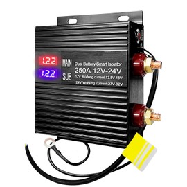 Dual Battery Isolator Kit 250 Amp Universal 12V/24V Voltage Sensitive Relay VSR Smart Battery Isolator for Marine Car Truck RV ATV Auto Universal Relays