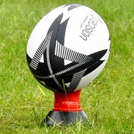 Precision Momentum Rugby Training Ball, Premium Rubber, Hand-Stitched, All-Weather Grip, Extra Strong, Ideal for Clubs and Schools, White|Black|Grey, Size 4