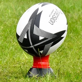 Precision Momentum Rugby Training Ball, Premium Rubber, Hand-Stitched, All-Weather Grip, Extra Strong, Ideal for Clubs and Schools, White|Black|Grey, Size 4