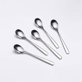 Wenkoni 6.1"Small Dessert Spoons, Yogurt,Coffee,Espresso,Ice Cream Spoons SUS 304 Stainless Steel spoons for Coffee,ice cream,dessert,yogurt,pudding,5 pcs Set.