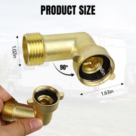 Wuyaoyao 90 Degree Water Hose Elbow for RV with Easy Grip Connector, 3/4" Solid Brass Hose Adapter for RV Drinking Water Hoses, City Inlet Connection, Garden, Residential Outdoor Faucet (90 Degree)