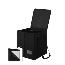 Qozary Clothes Hanger Organizer Bag-Rigid Hanger Storage Containers with Lid for Dustproof, Large Hanger Holder, Sturdy Hanger Caddy Organizer Box with Handle-Keep Hangers Separate