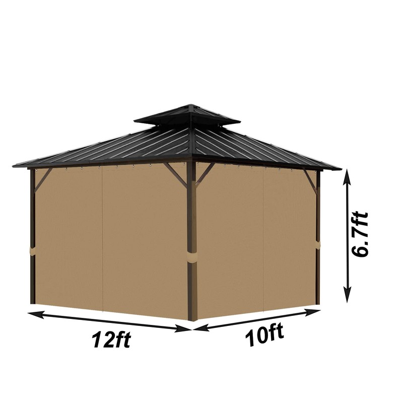 Tngan Gazebo Universal Replacement Privacy Curtain, 10'X12' Waterproof Outdoor Sidewall