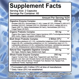 Digestive Enzymes Prebiotic & Probiotics Capsules for Gut Health, Immune Support