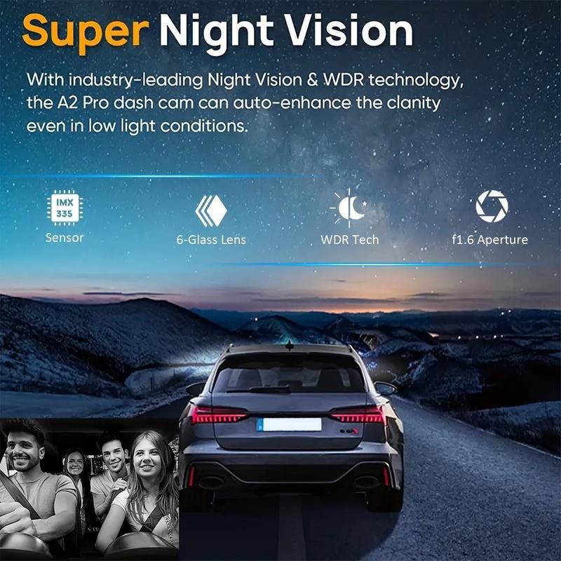 Dash Cam 3.16-Inch Dual-Lens Driving Recorder Front inside Camera G-Sensor