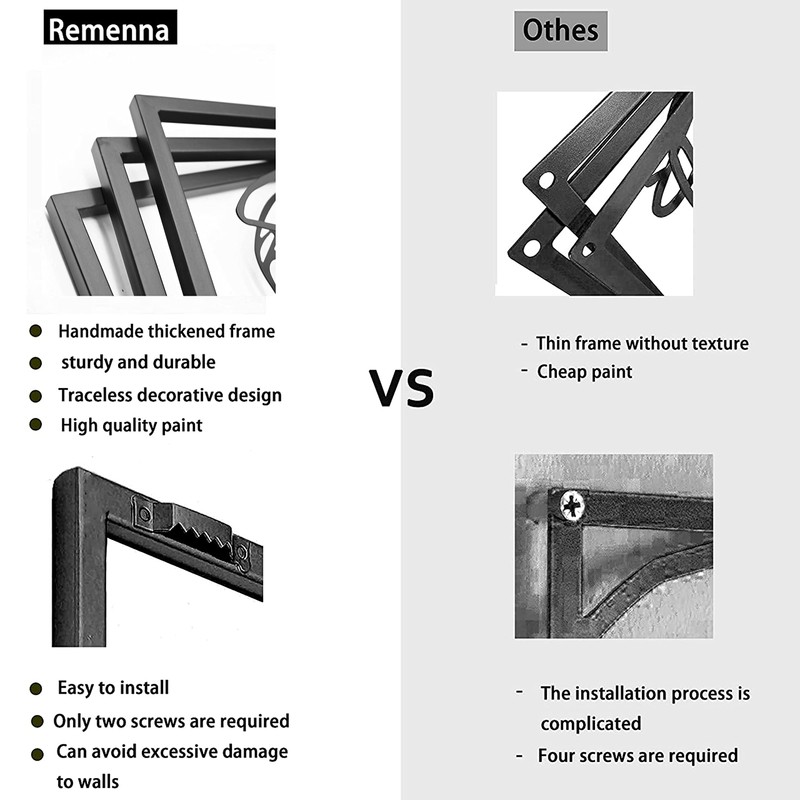 Remenna Metal Wall Decor Abstract Wall Art Black Metal Wall