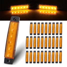 MADCATZ 30 Pcs 3.8 Inch Strip Amber Side Marker Lights 6 LED Clearance Lamp 2835 SMD Universal for Trailer RV Truck Boat Pickup Cabin Lorry 12V DC Marine Light TK12