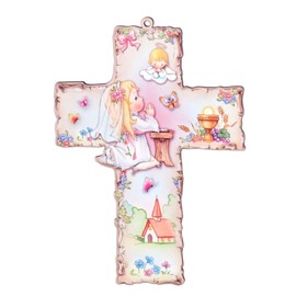 Colourful baptism cross for girls