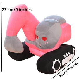 XIGUI 10 Inch Excavator Plush Toy,Simulation Excavator Plush Car Cartoon Construction Excavator Plushie Gifts,Gifts for Kids,Boys,Children,Birthday Gifts,Graduation Gifts, (Pink)