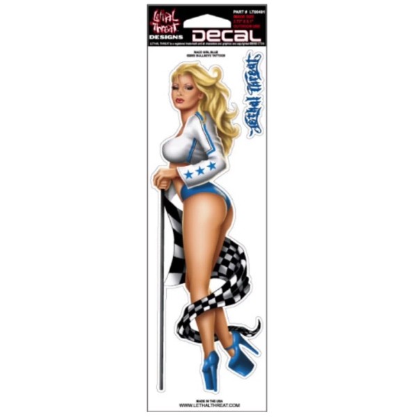 Lethal Threat NEW LETHAL THREAT Race Girl Blue Babe Pin-Up