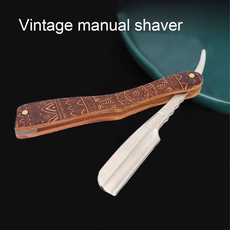 Men Manual Razor Redwood Handle Shaver Zinc Alloy Blade Straight