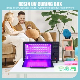 FAST MELT UV Resin Curing Box, 395nm UV Curing Light Station with 36 LED Beads, Auto UV Curing Resin Dryer Timer Setting Digital Display(S/M/H) wit Tray, UV Light for Craft|Jewelry Making|DIY Decor