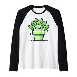 Sweet plant friend with googly eyes Raglan Baseball Tee