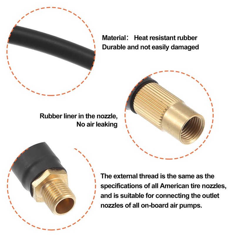 QUARKZMAN 100 cm Car Tyre Inflator Extension Hose Adapter Black