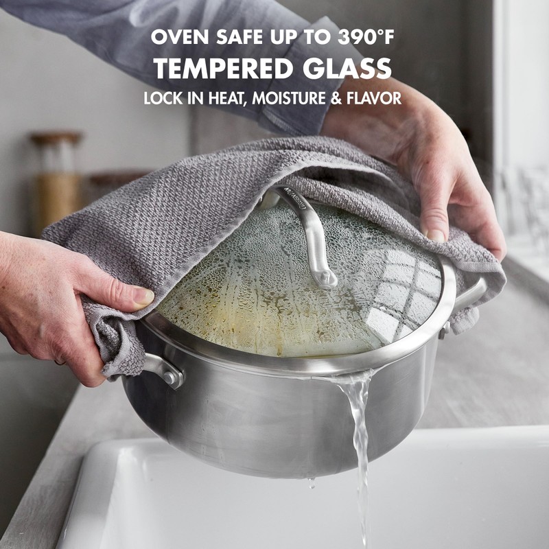 GreenPan Venice Pro 9.5" Glass Straining Lid with Stainless Steel