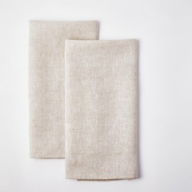 INYOWAKI 100% Pure Flax Linen Kitchen Hand Towels Set of 2 - Quick Dry Extra Soft 20 x 27 Inch Tea Dish Towels - Handcrafted with Hanging Loop - (Linen)