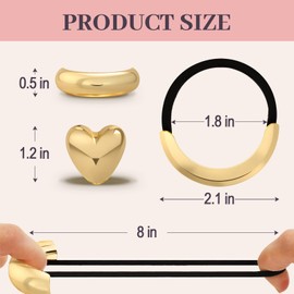 JIRIS 2PCS Metal Hair Tie For Women,Gold Hair Cuffs,Metal Geometric Gold Hair Ties, Hair Accessories Stretchy and Non-Damage Ponytail Holders,Metal Ponytail Cuff Hair Bands For Hair Styling (SET3)