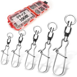 100pcs Fishing Lure Sarkan Swivels VMSIXVM High Strength Corrosion Resistant Rolling Swivels Snaps Ball Bearing Swivels Ball Fishing Snaps Salkan Fishing Salkan with Snaps Fishing Tackle 5 Sizes