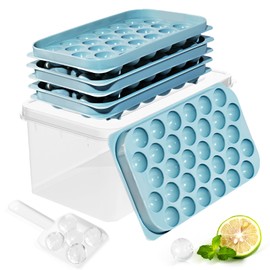 Ice Cube Trays with Lid and Bin, 0.8 IN Small Round Ice Cube Mold for Freezer - Easy Release Stackable Ice Ball Maker for Cocktail,Whiskey and Drinks,BPA-Free(0.8in/96 balls&box)